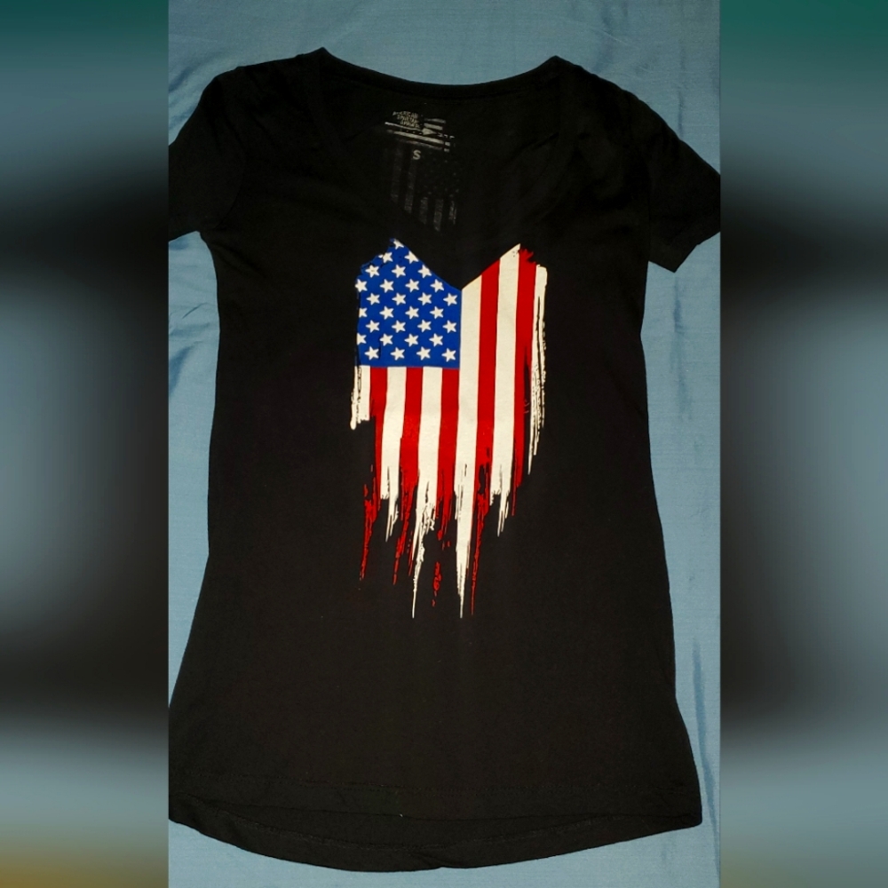 American Flag V neck T shirt